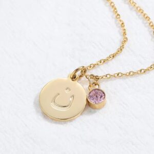 Arabic Initial Necklace with Birthstone