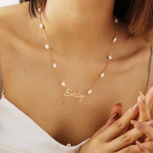 Personalised Beaded Pearls Name Necklace
