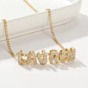 Personalised Bubble Letter Necklace with Crystals