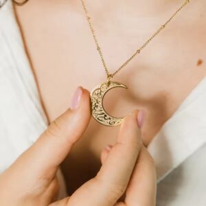 "Verily with Every Hardship Comes Ease" Crescent Necklace