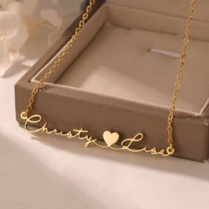 Personalised 2 Name Necklace with Heart