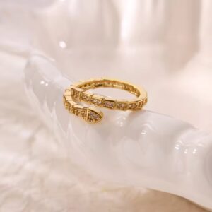 Luxury Rhinestone Snake Bone Adjustable Ring