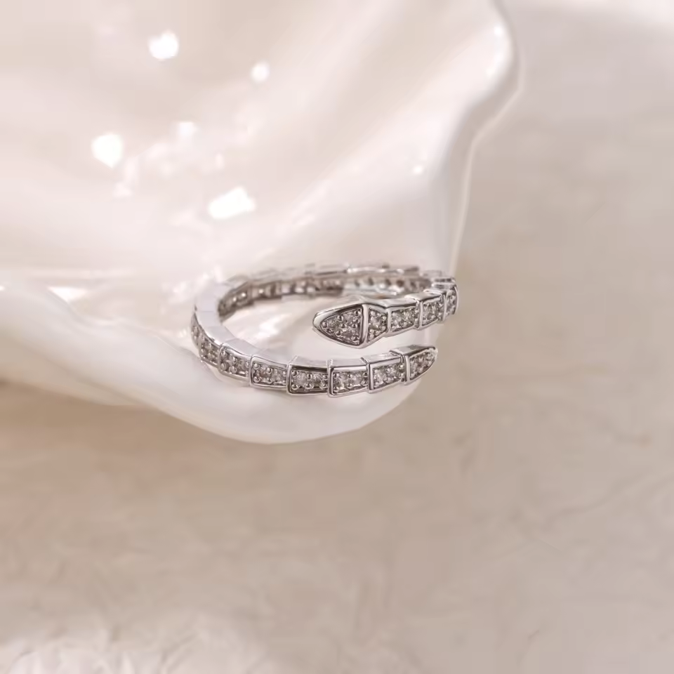 Luxury Rhinestone Snake Bone Adjustable Ring - Image 3