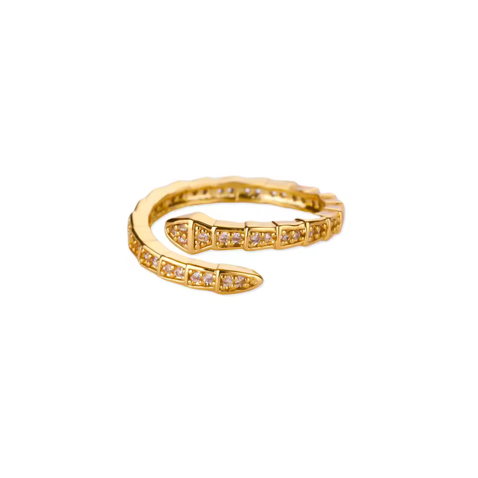 Luxury Rhinestone Snake Bone Adjustable Ring - Image 4