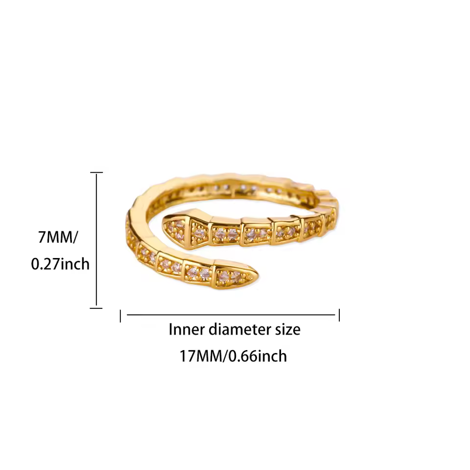 Luxury Rhinestone Snake Bone Adjustable Ring - Image 5