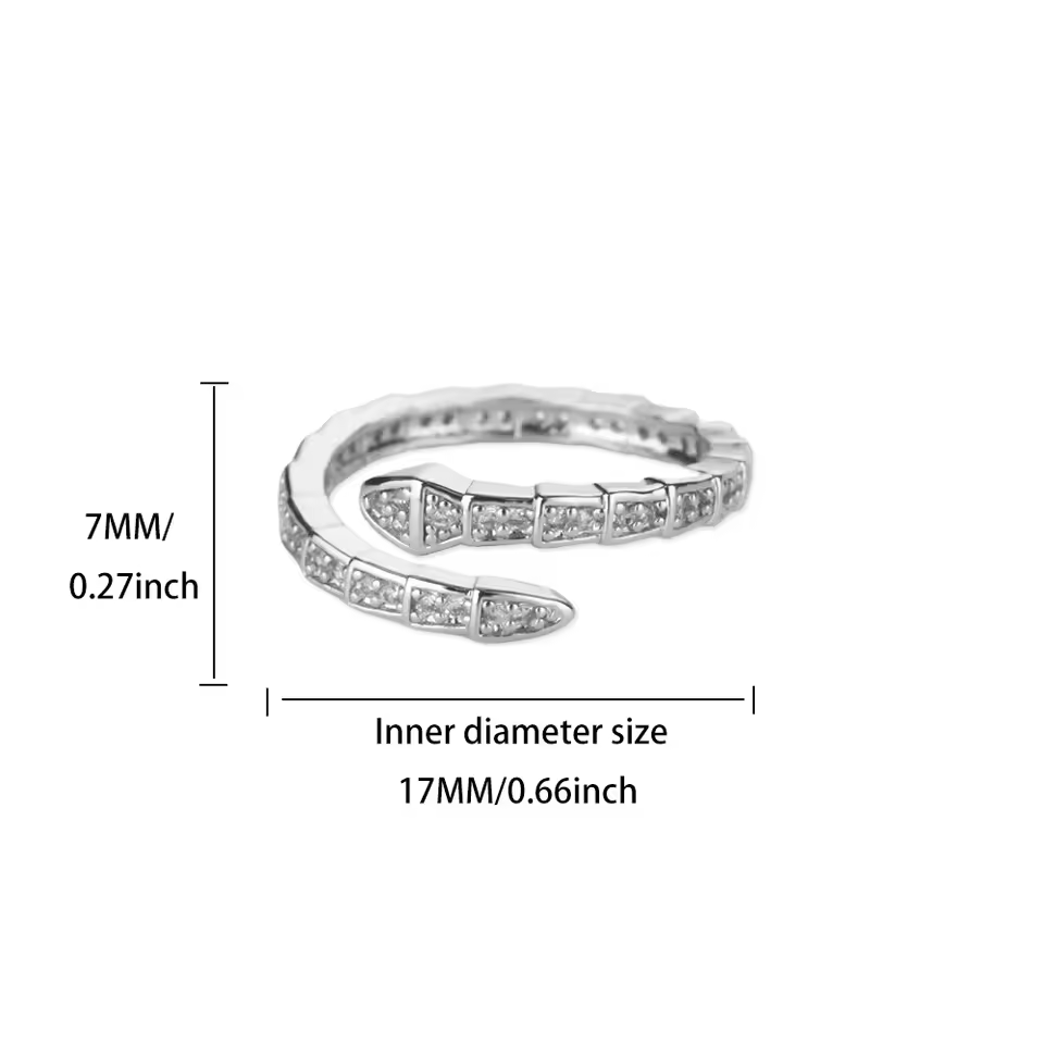 Luxury Rhinestone Snake Bone Adjustable Ring - Image 6