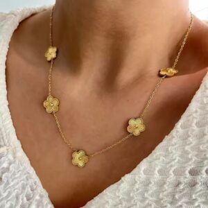18K Gold-Plated Double-Sided Clover Chain Necklace