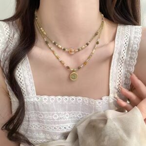 Natural Stone Bead Stacked Necklace