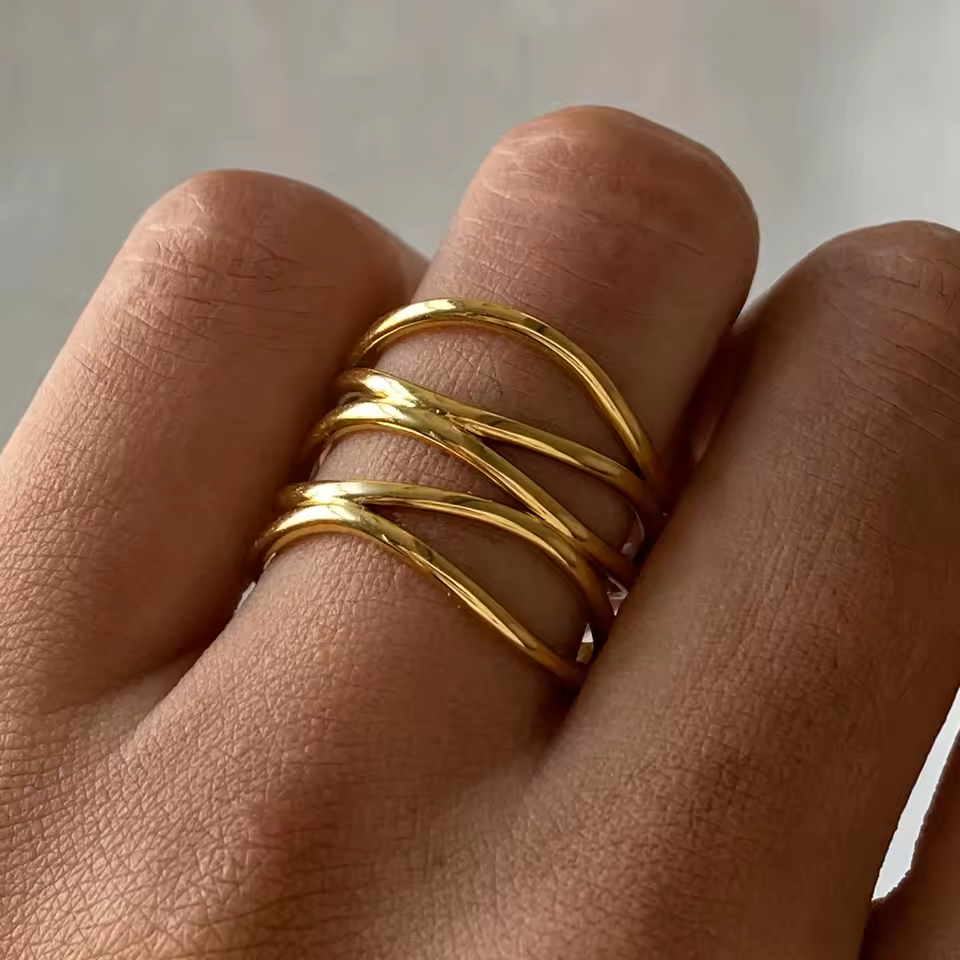 Multi-Band Open Spiral Statement Ring