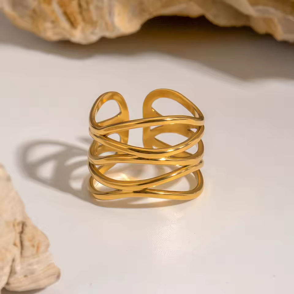 Multi-Band Open Spiral Statement Ring - Image 3
