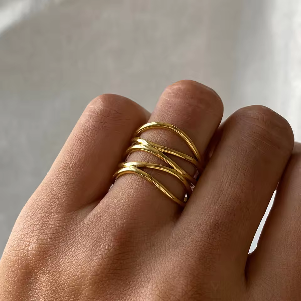 Multi-Band Open Spiral Statement Ring - Image 2