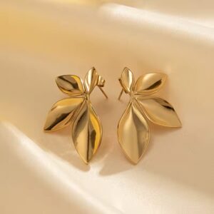EverBloom Leaf Flower Stud Earrings