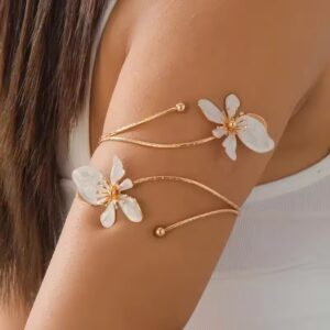 Vintage Floral Enamel Open Cuff Armlet