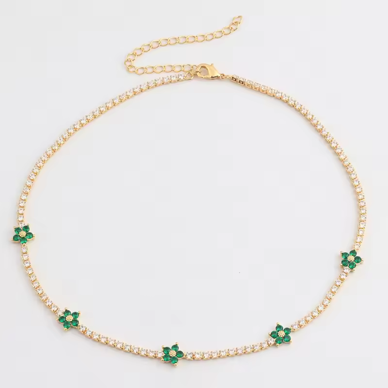 Flower Cut Iced Tennis Chain Necklace - Image 5