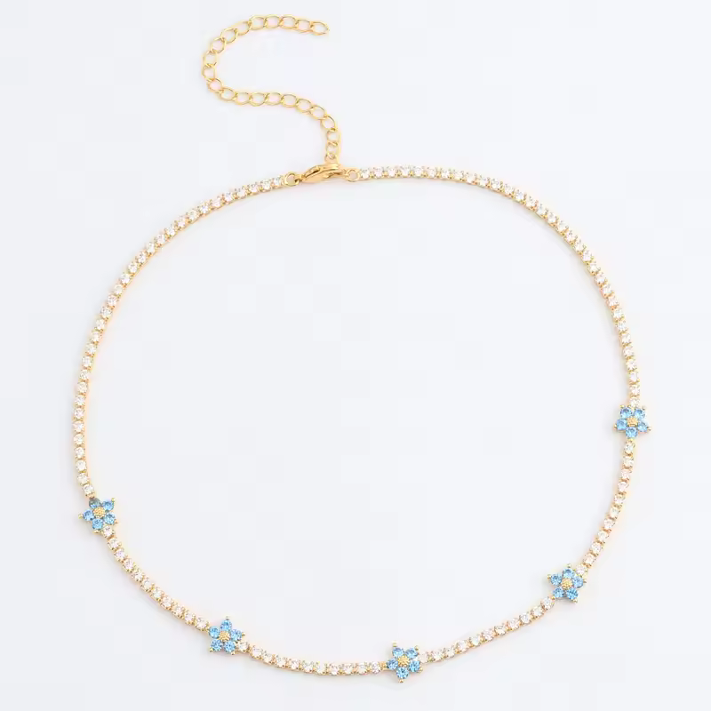 Flower Cut Iced Tennis Chain Necklace - Image 10