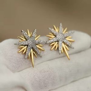 Twilight Spark Zirconia Star Stud Earrings