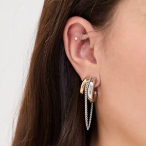 Two-Tone Tassel Chain Earrings