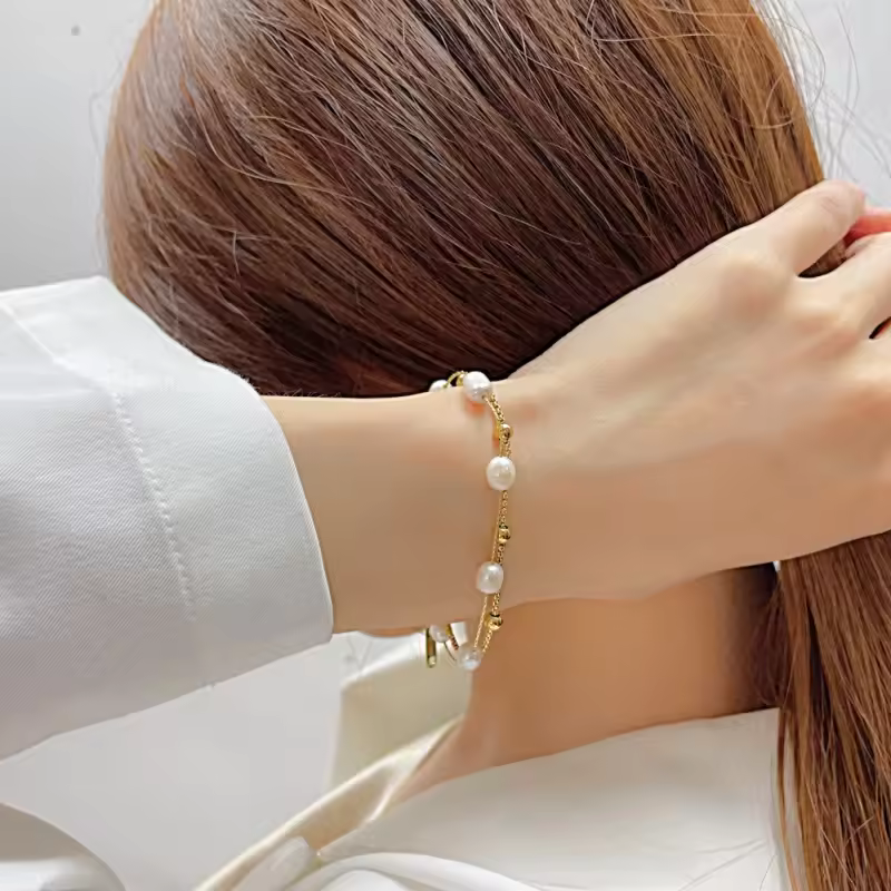 Chic Double Layer Imitation Pearl Bracelet - Image 4