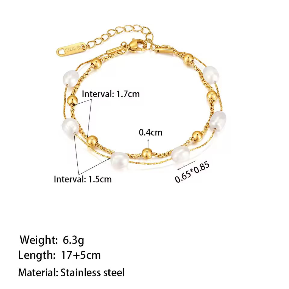 Chic Double Layer Imitation Pearl Bracelet - Image 5