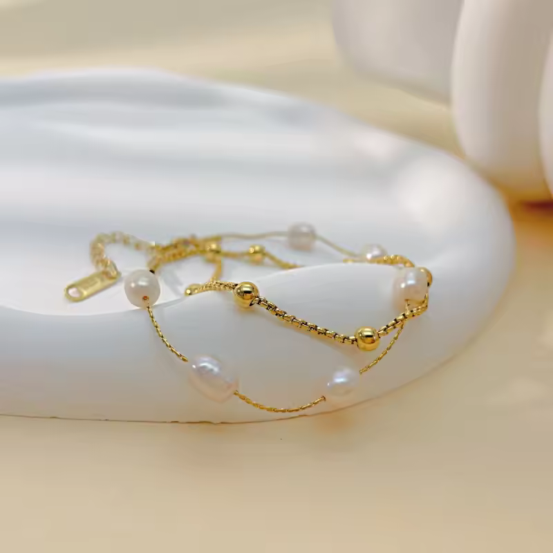 Chic Double Layer Imitation Pearl Bracelet - Image 6