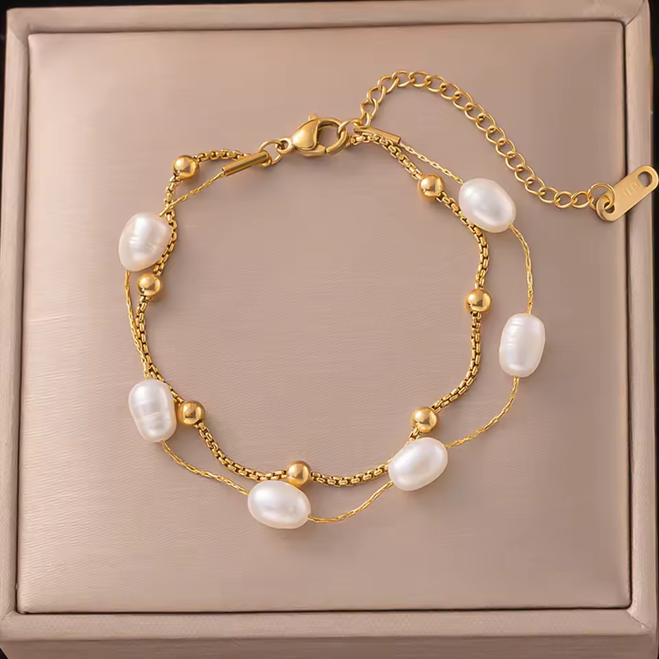 Chic Double Layer Imitation Pearl Bracelet - Image 7