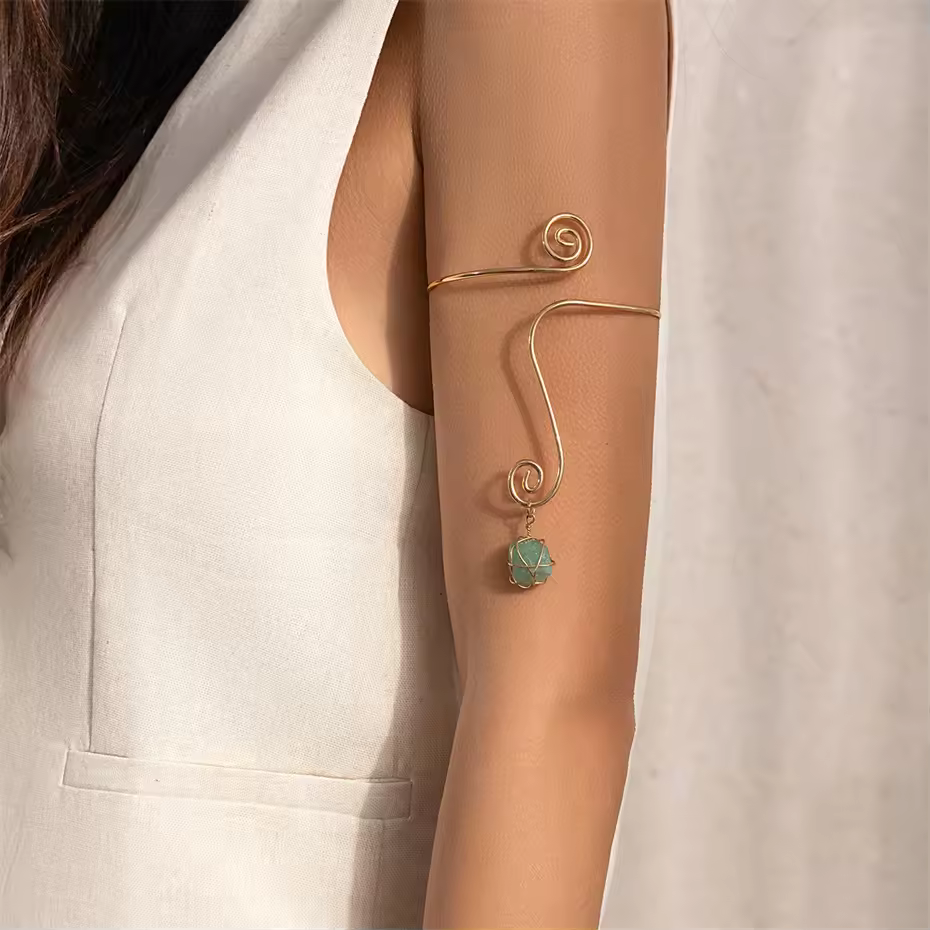 Water Drop Stone Cuff Bangle - Image 4