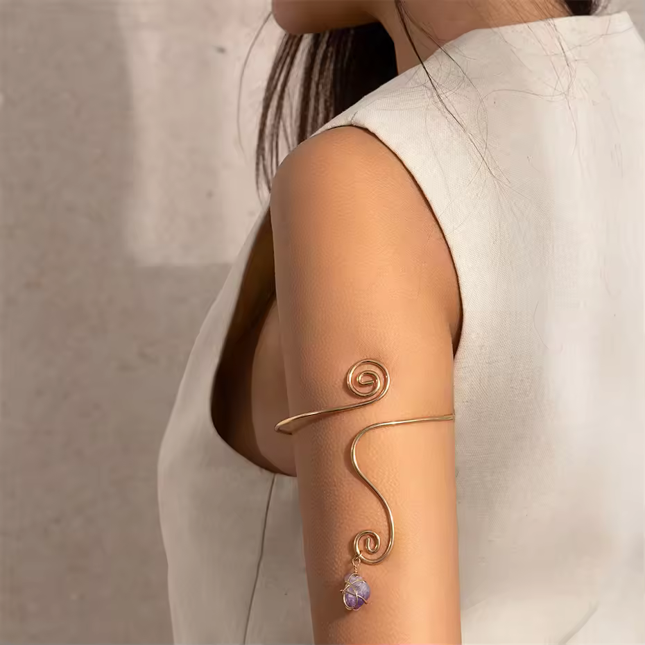 Water Drop Stone Cuff Bangle - Image 5