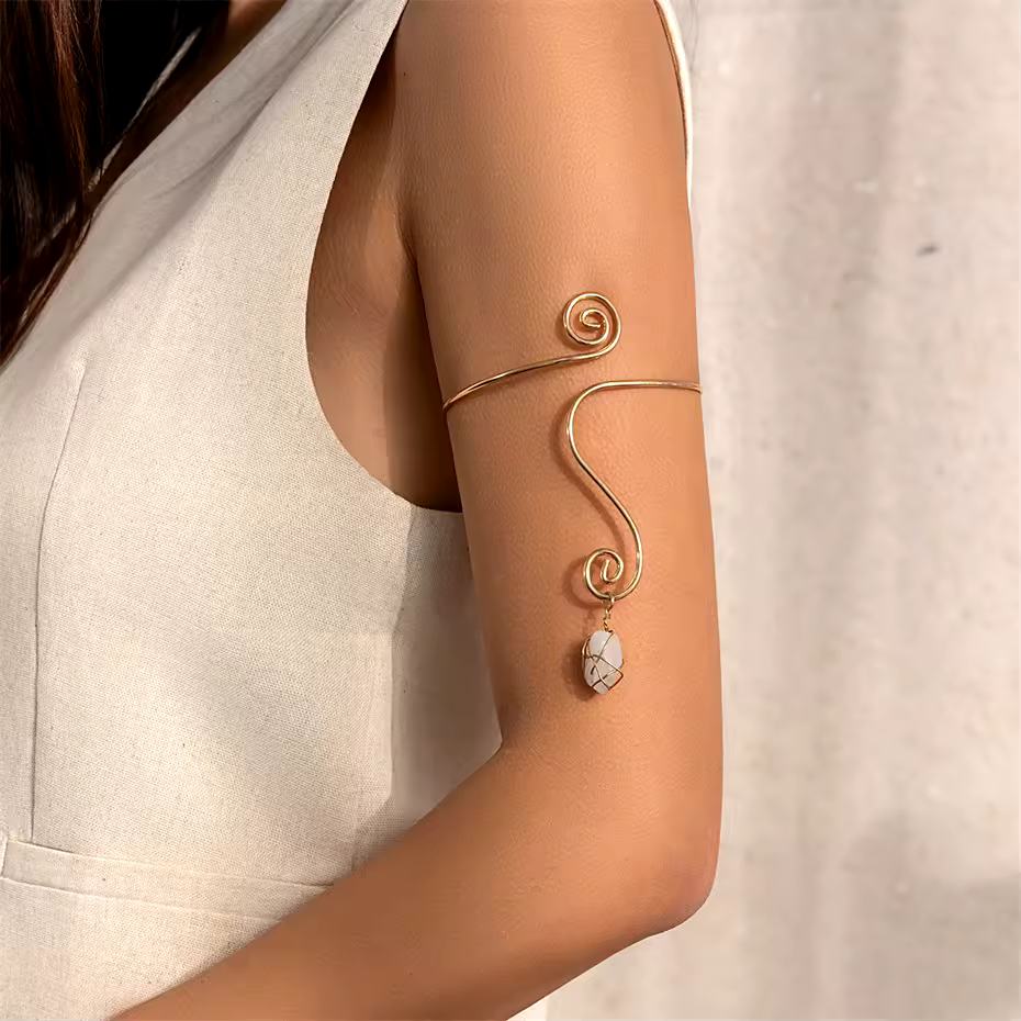 Water Drop Stone Cuff Bangle - Image 7