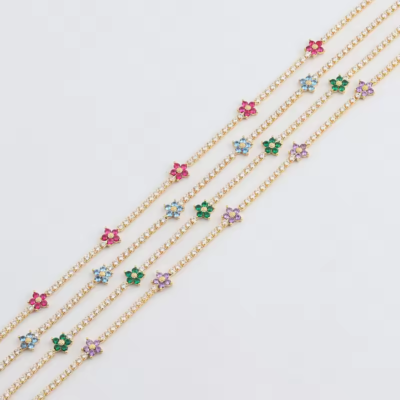 Flower Cut Iced Tennis Chain Necklace - Image 7